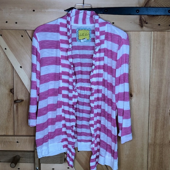 Anthropologie Sweaters - anthro | bella bird pink white stripe cardigan